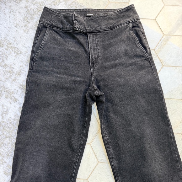 Express Wide Leg High Rise Waist Trouser Jean in Black Size 8 - Picture 1 of 4